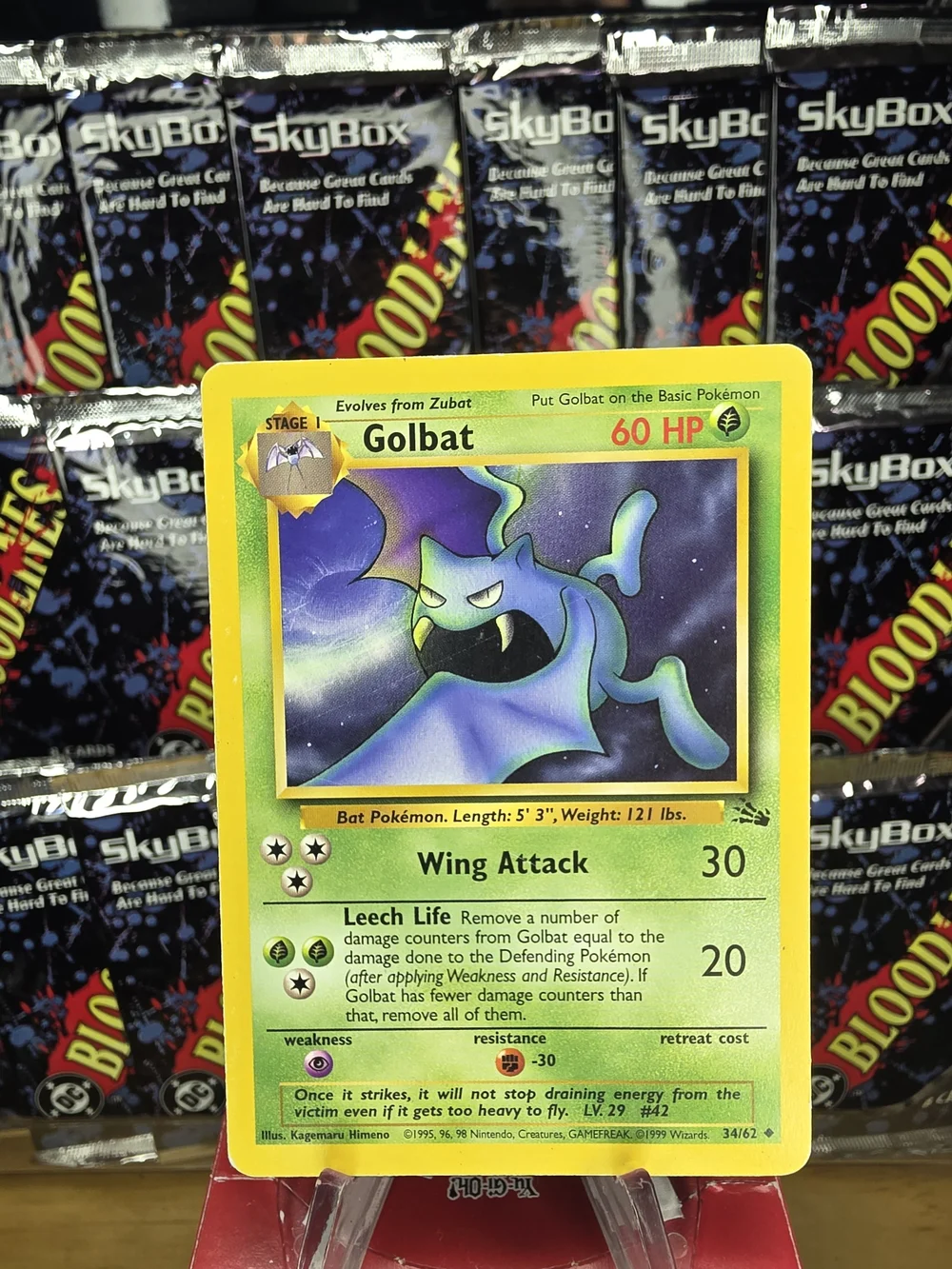 pokemon golbat card (30/95) [HeartGold & SoulSilver: Unleashed] Damaged 34 Variety GOLBAT | 1999 POKEMON FOSSIL